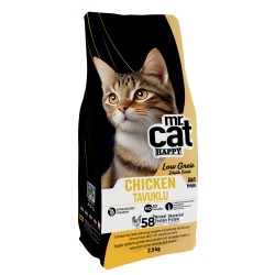 Mr. Cat Happy Low Grain Tavuklu Kedi Maması - 58% Hayvansal Protein, Hipoalerjenik | Yetişkin 2.5 KG