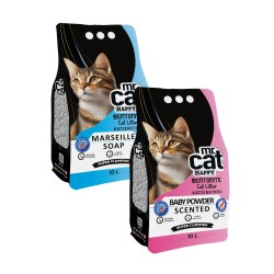 Mr. Cat Happy Marsilya Sabunlu ve Bebek Pudralı Kedi Kumu 10x2 Litre