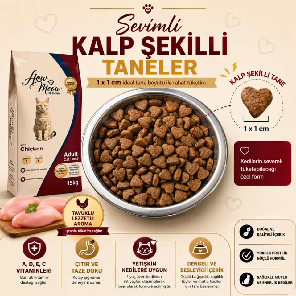 How Meow Premium Tavuklu Yetişkin Kedi Maması 15 Kg