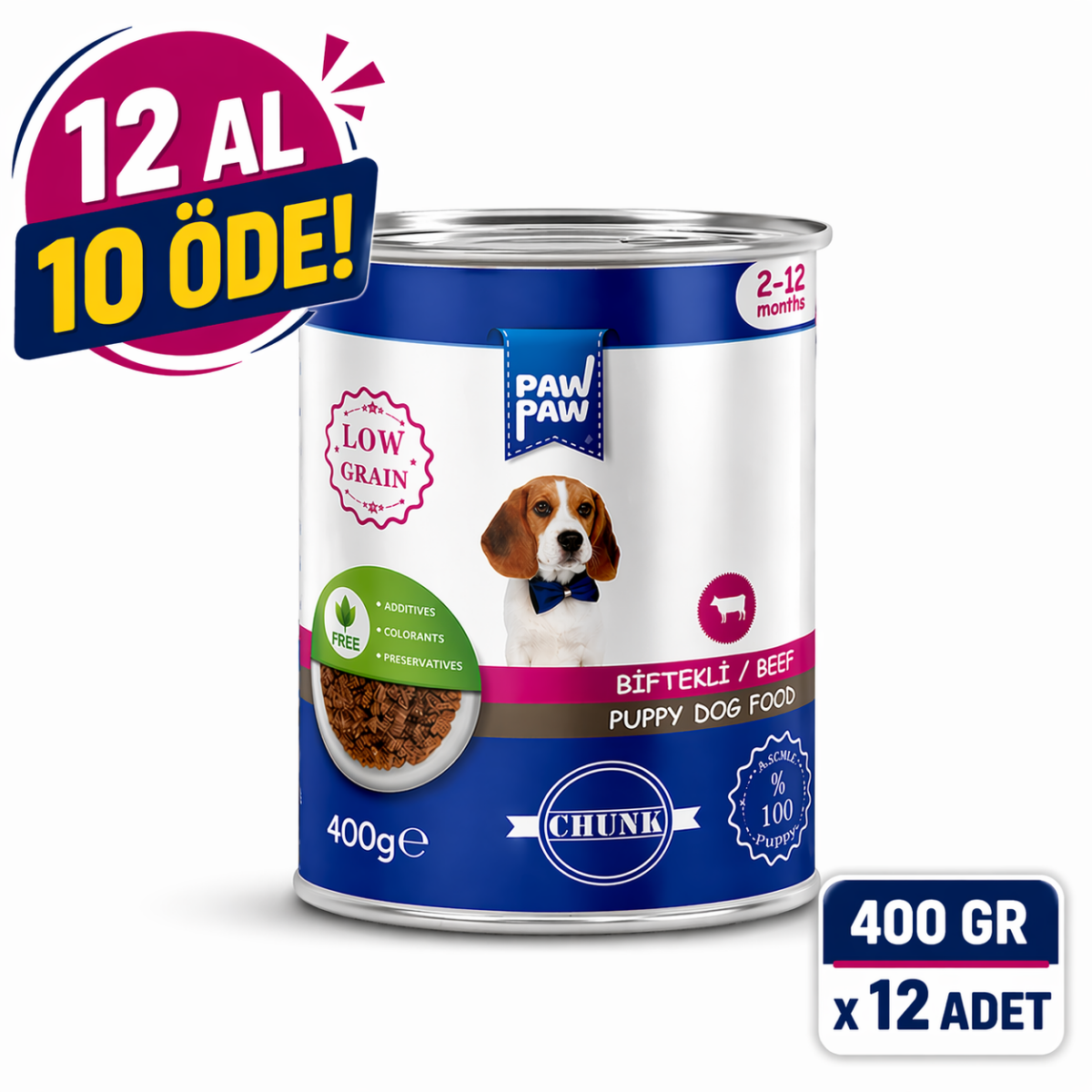 Yavru Köpek Maması Konserve Yaş Mama Biftekli Jöleli 400 Gr – 12 Al 10 Öde