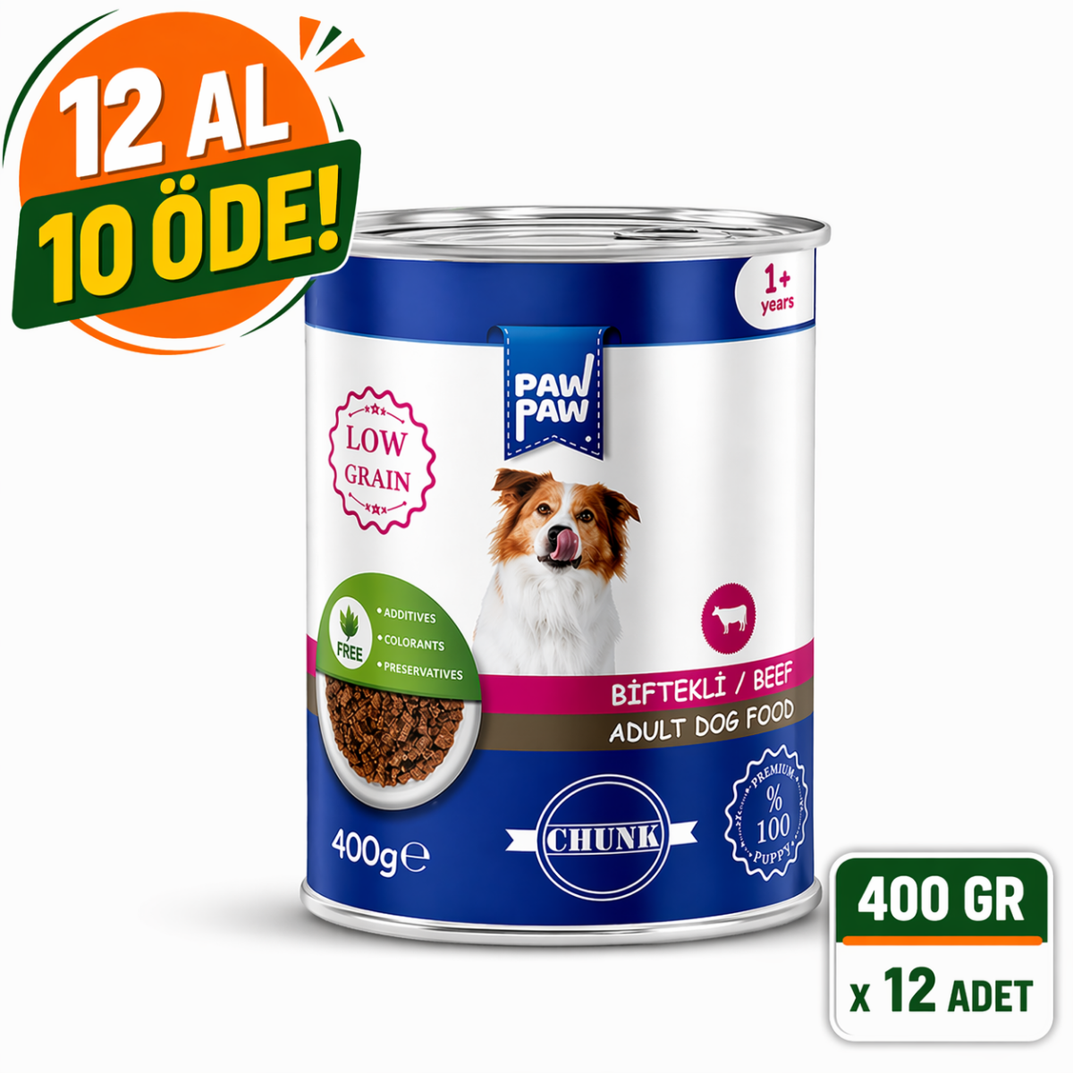Biftekli Yetişkin Köpek Konservesi 400 gr | 12 Al 10 Öde