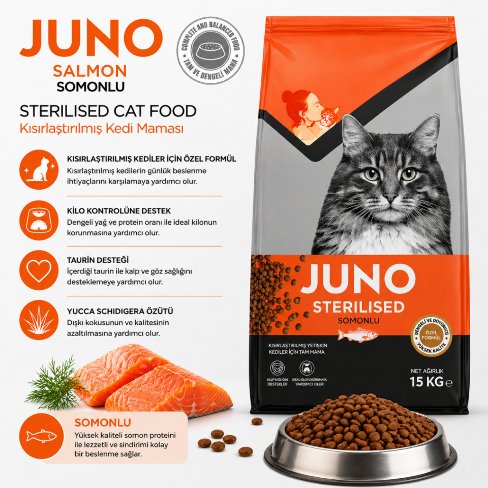 Kısırlaştırılmış Yetişkin Kedi Maması Somonlu 15 Kg