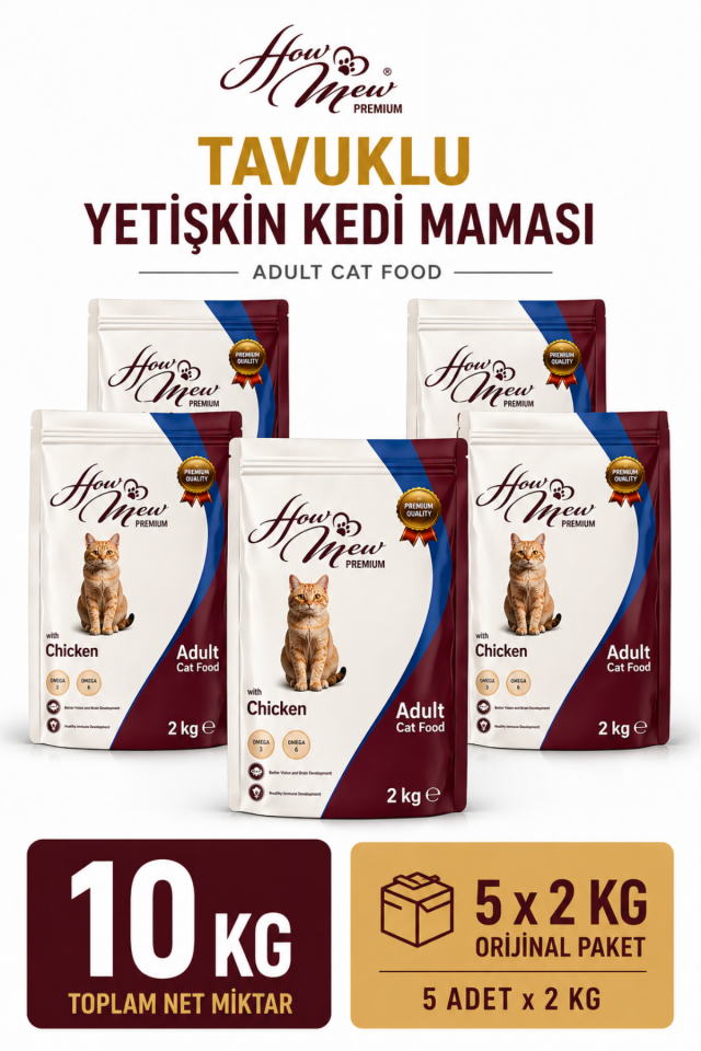 Premium Tavuklu Yetişkin Kedi Maması 2 Kg x 5 Adet 10 Kg Ekonomik Paket