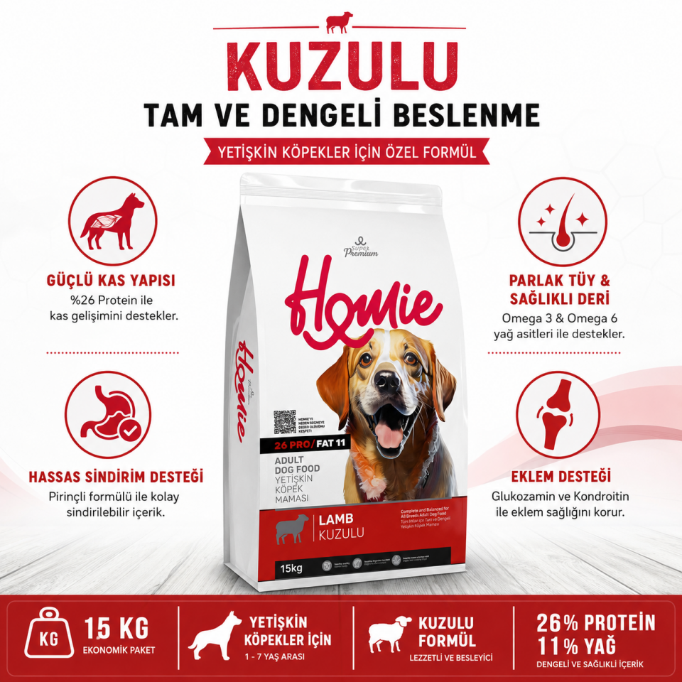 Kuzulu Yetişkin Köpek Maması 15 Kg