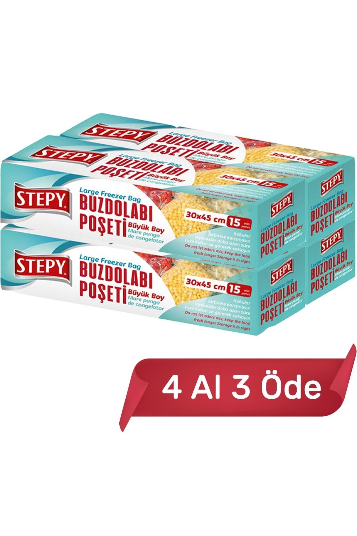 Stepy Buzdolabı Poşeti Büyük Boy x 4 Adet
