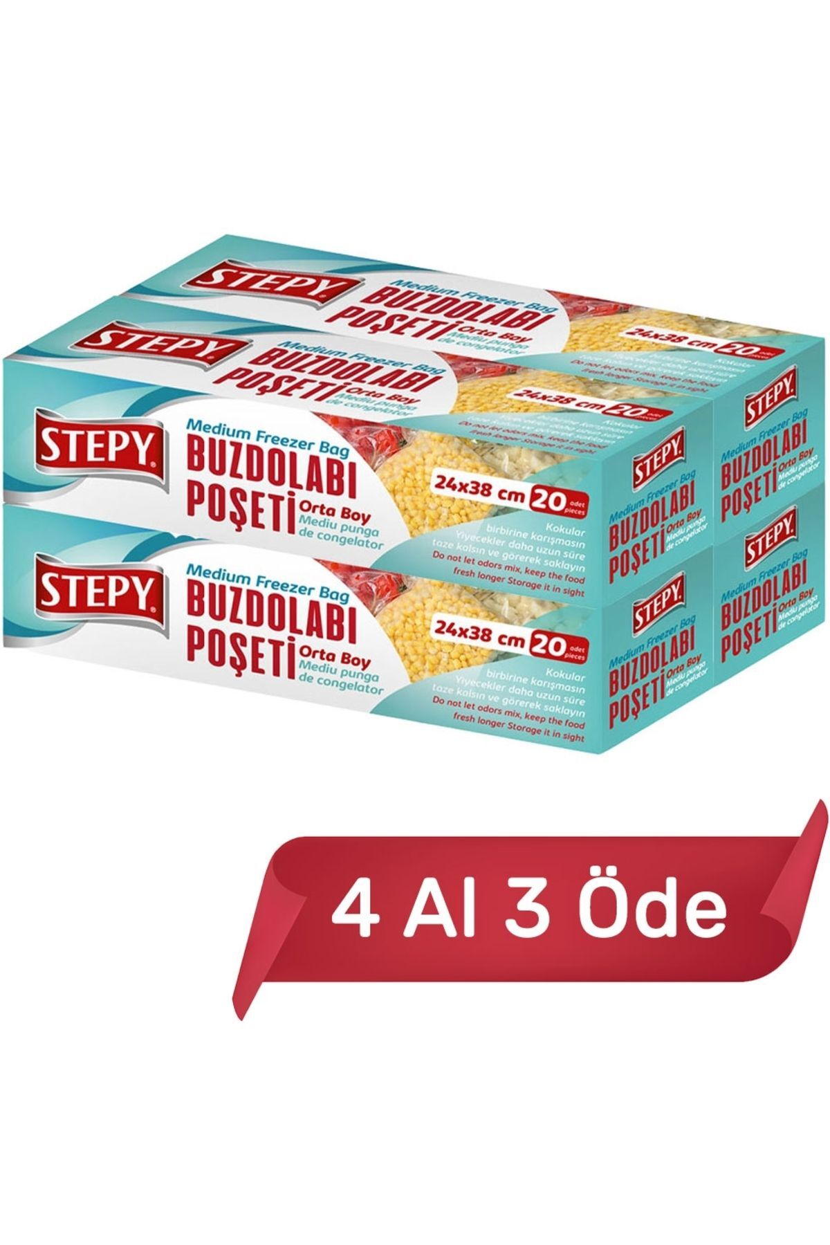 Stepy Buzdolabı Poşeti Orta Boy x 4 Adet