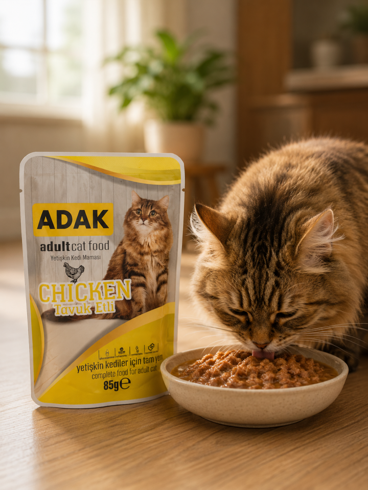 Adult Yetişkin Kedi Yaş Mama Pouch Tavuk Etli 85 gr x 24 Adet (24 Al 20 Öde)