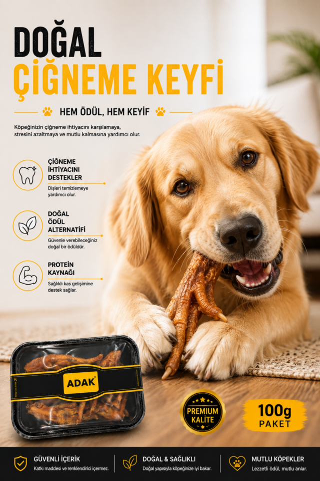 Doğal Horoz Ayağı Köpek Ödül Maması 100 Gr Kurutulmuş
