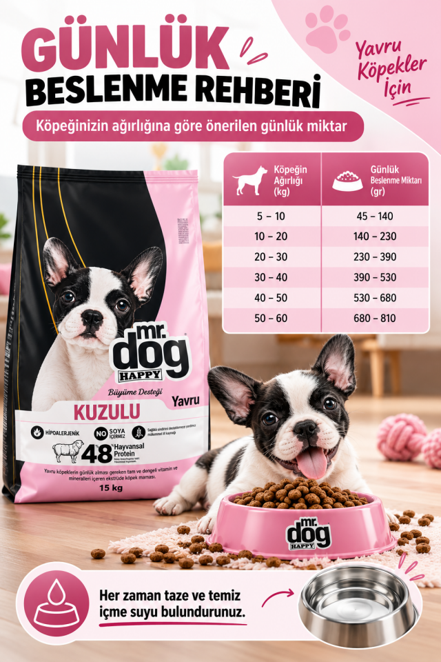 Kuzulu ve Pirinçli Yavru Köpek Maması 15 Kg