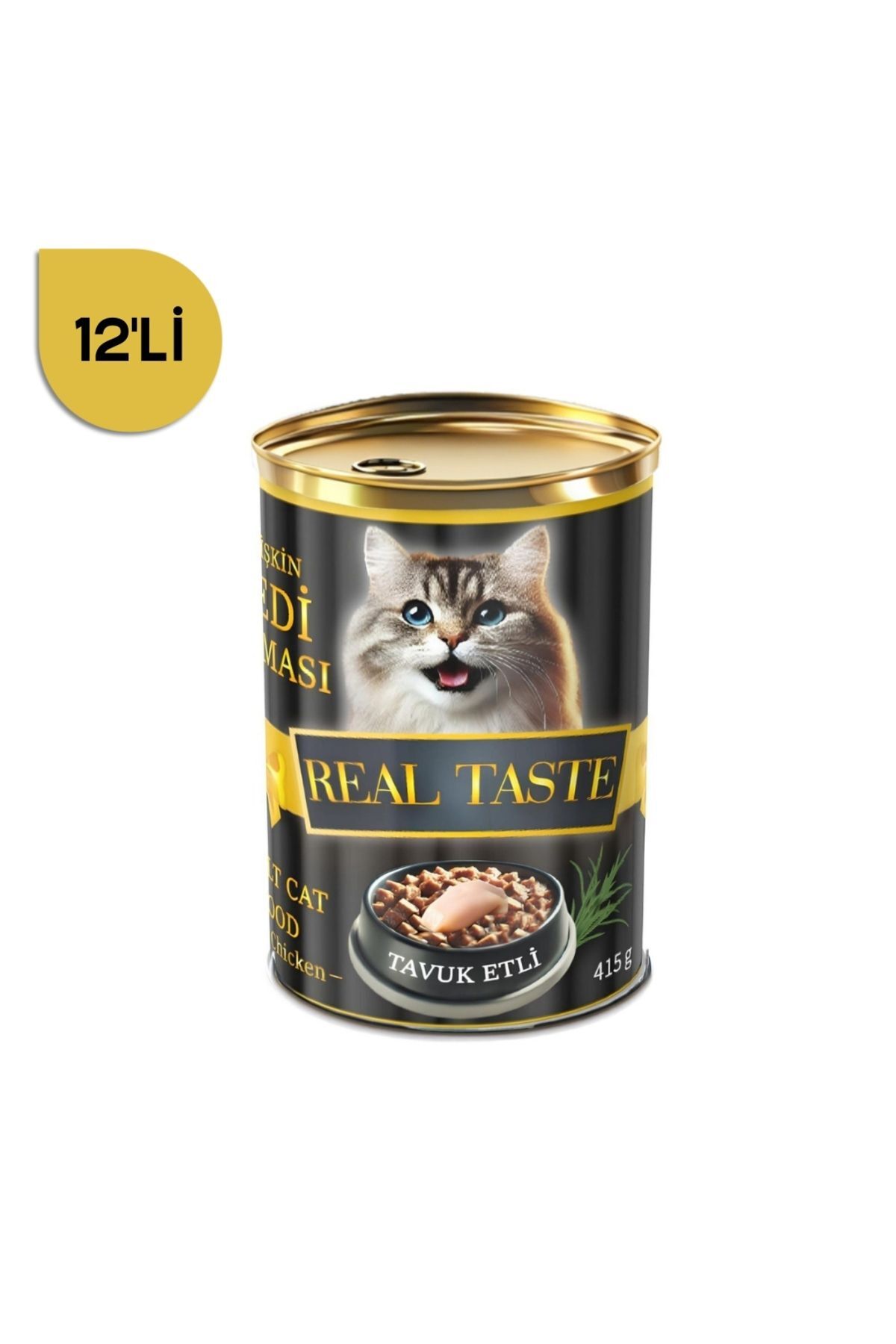 REAL TASTE Tavuk Etli Yetişkin Kedi Konservesi 415 Gr x 12 Adet