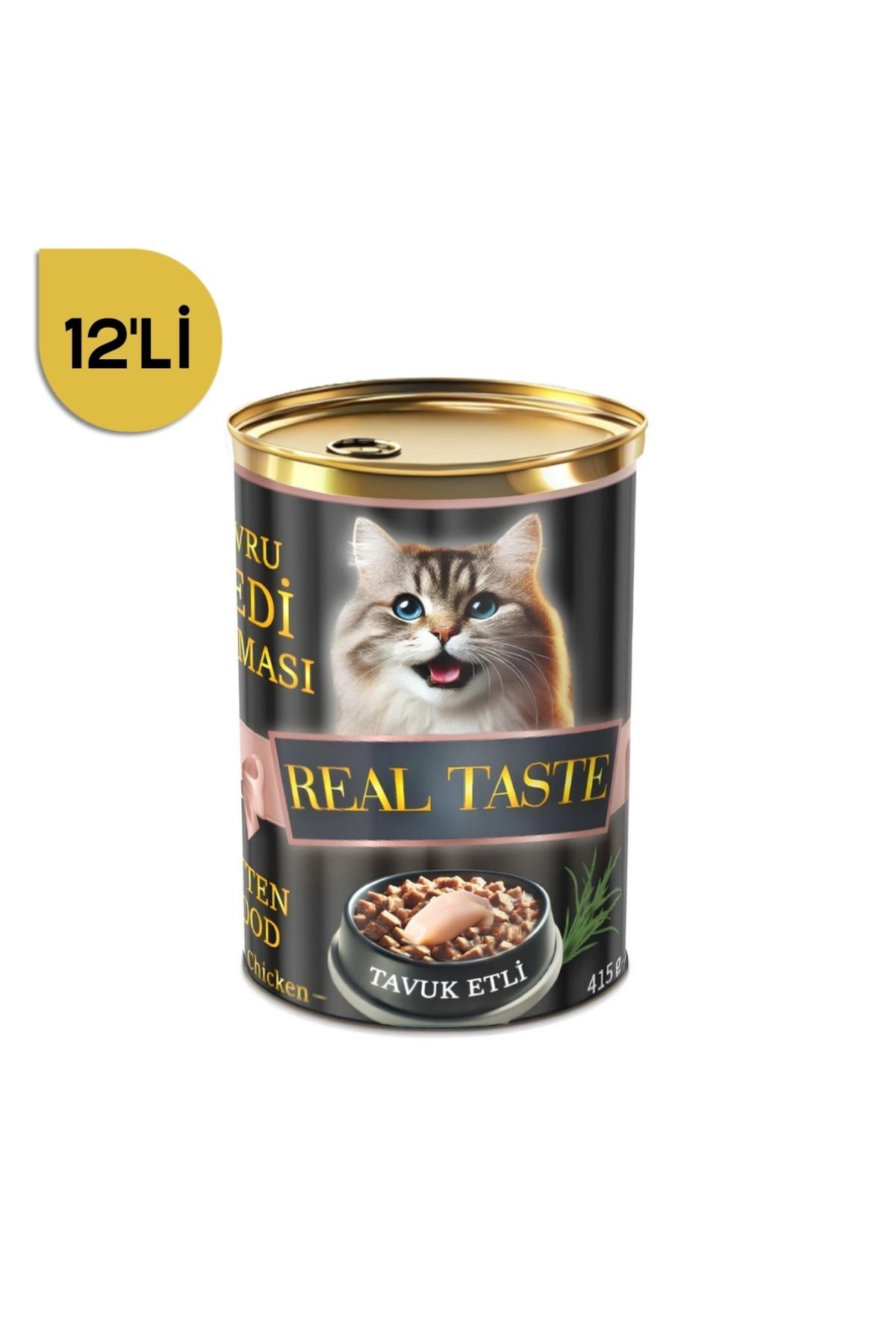 REAL TASTE Tavuk Etli Yavru Kedi Konservesi 415 Gr x 12 Adet