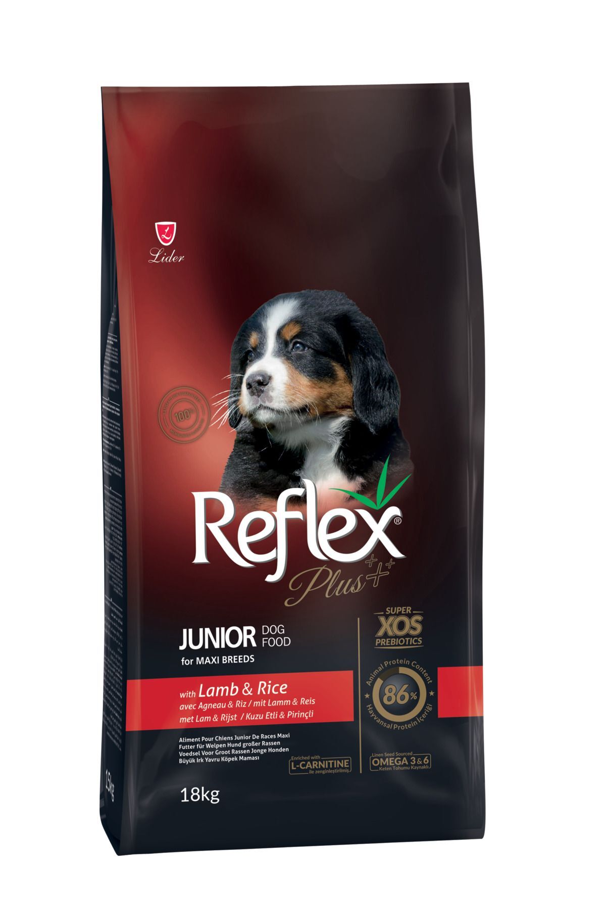 Reflex Plus Junior Kuzu Etli Pirinçli Büyük Irk Yavru Köpek Maması 18 Kg