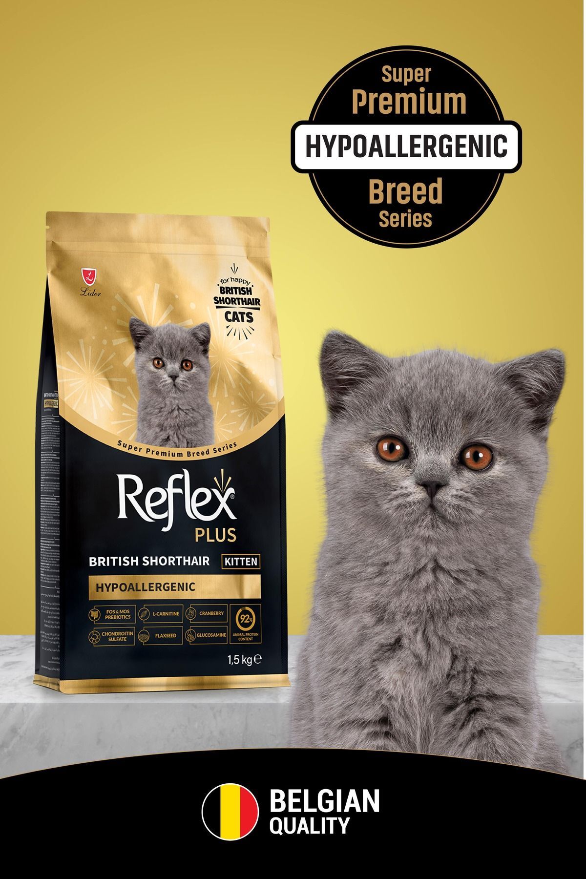 Reflex Plus Özel Irk British Shorthair Yavru Tavuklu Hipoalerjenik Kedi Maması 1,5 kg