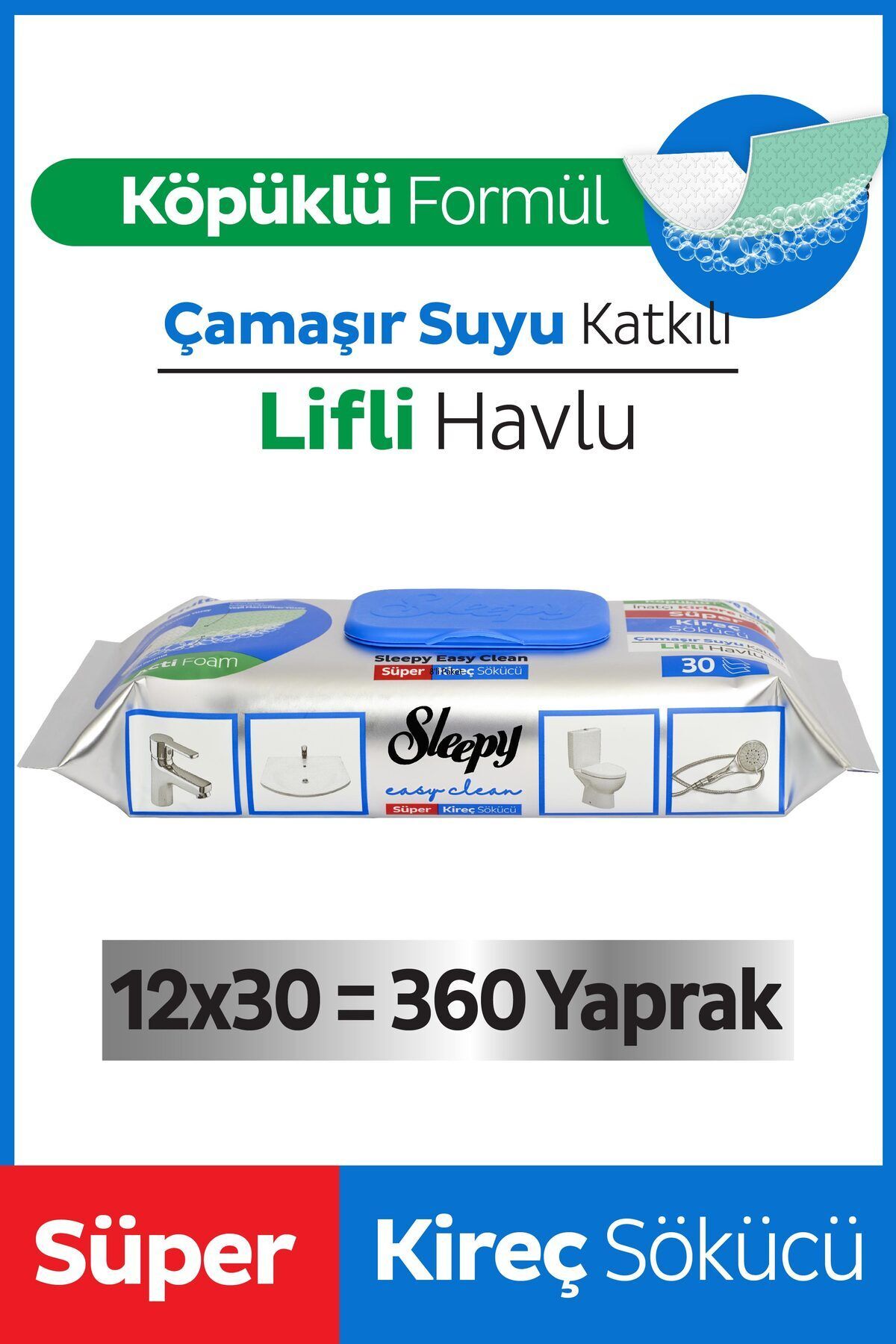 Easy Clean Süper Kireç Sökücü Yüzey Temizlik Havlusu&mendili 12x30 (360 YAPRAK)