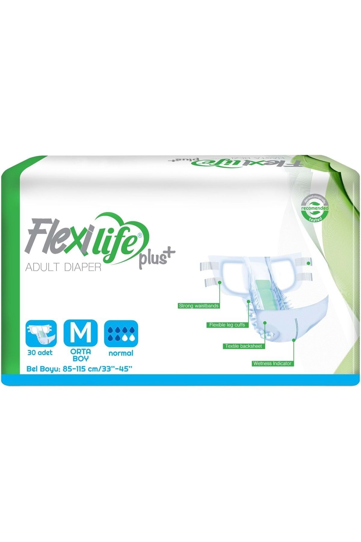 Flexi Life Yetişkin Hasta Bezi Bel Bantlı Tekstil Yüzeyli Medium Orta (30 ADET)
