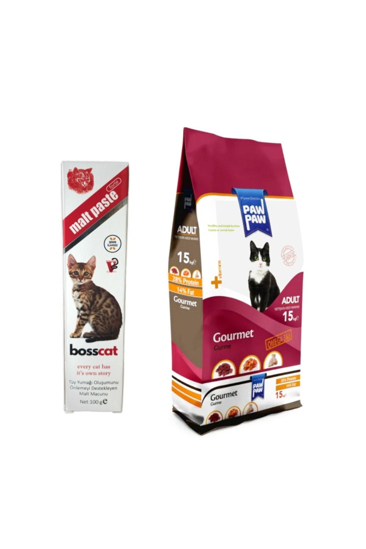 PAW PAW Gurme Yetişkin Kedi Maması 15 kg + Tüy Önleciyi Destek Malt
