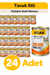 Adak Tavuk Etli Yetişkin Kedi Maması Konservesi 415 Gr x 24 Adet