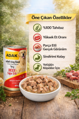 Adak Sığır Etli Yetişkin Köpek Konservesi 415Gr x 24 Adet