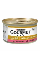 Gourmet Gold Parça Etli Soslu Alabalık Sebzeli Yetişkin Kedi Konservesi 24 Adet 85 gr
