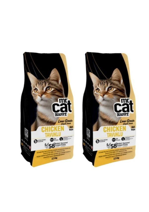 Mr. Cat Happy Low Grain Tavuklu Yetişkin Kedi Maması 2 x 2500 G