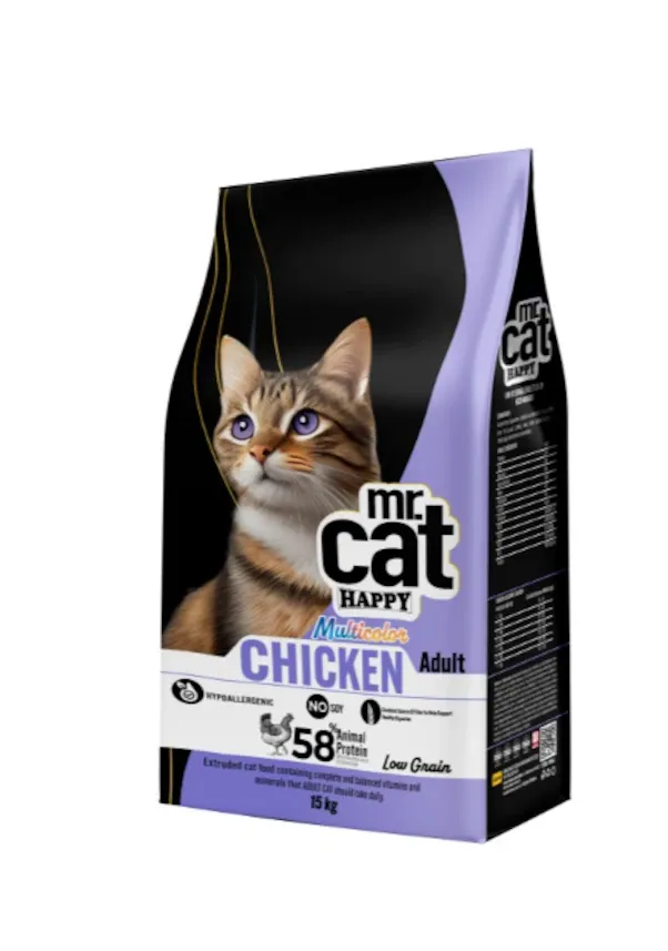 Mr. Cat Happy Tavuklu Yetişkin Kedi Maması 15 KG
