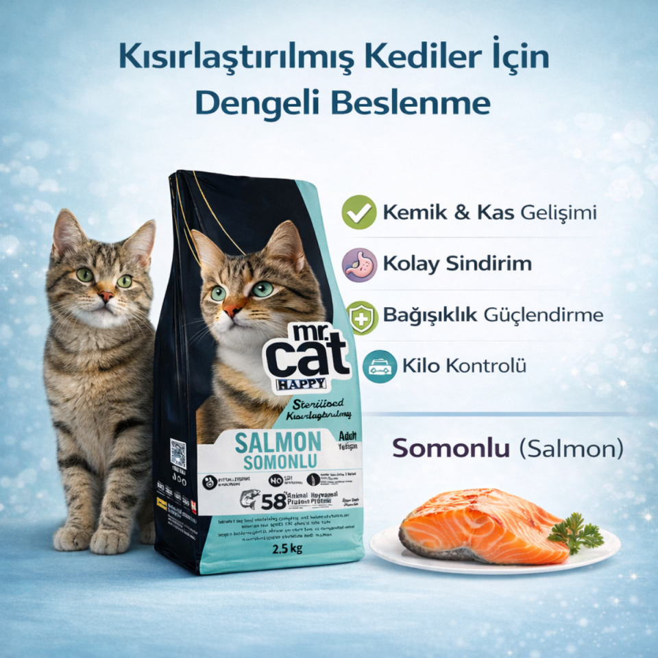 Kısırlaştırılmış Somonlu Kedi Maması 2,5 Kg