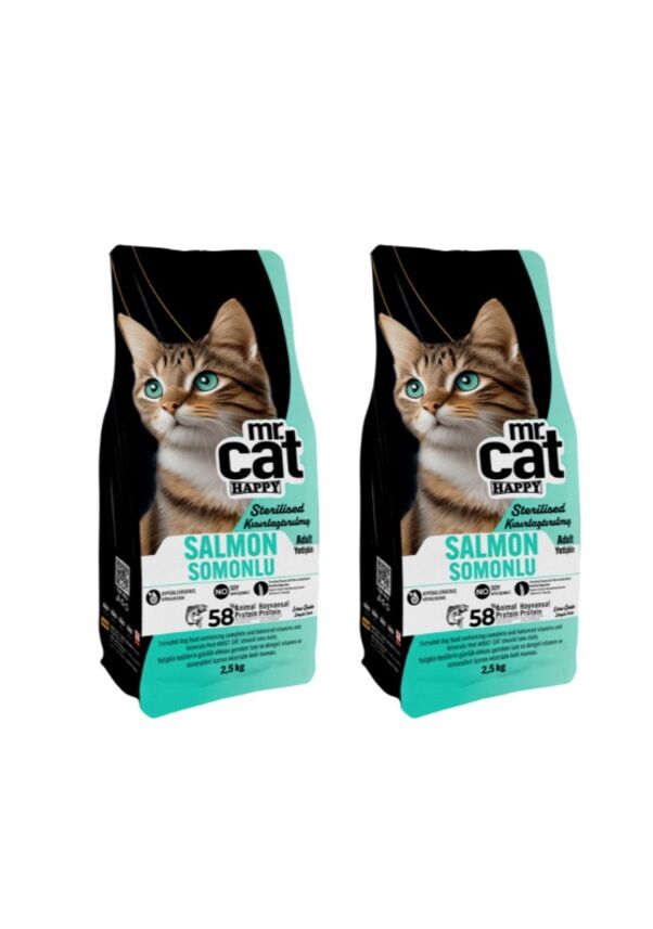 Mr. Cat Happy Kısırlaştırılmış Somonlu Kedi Maması 2 x 2500 G