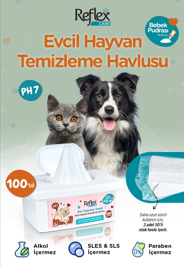 Reflex Care Evcil Hayvanlar İçin Çok Amaçlı Temizleme Havlusu  (100 lü Paket)