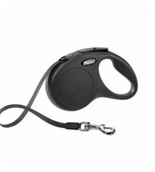 Flexi New Classic 5 m Şerit Small Siyah Otomatik Köpek Tasması