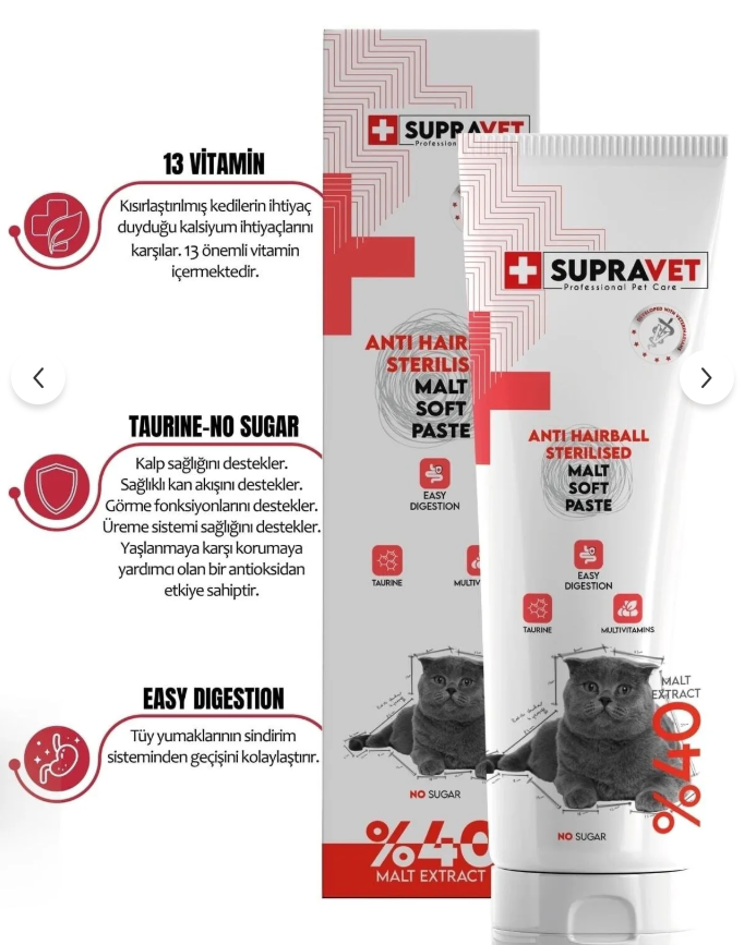 Supravet Sterilised Kısırlaştırılmış Kediler Için Malt Macun 100 Gr