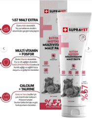 Supravet Hamile Ve Yavru Kediler Için Kalsiyum Ve Taurinli Multi Vitamin Kedi Macunu 100 Gr. (%57 Extra Malt)