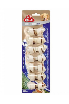 8in1 Delights Bones Biftekli Ağız Bakım Kemiği Köpek Ödülü Xs 84 gr