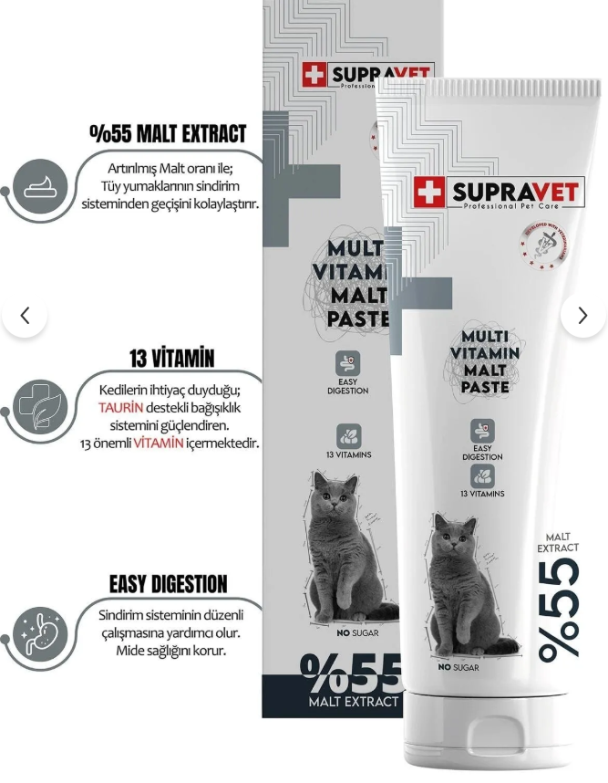 Supravet Kediler Için Taurinli Multi Vitamin Kedi Macunu 100 gr
