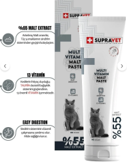 Supravet Kediler Için Taurinli Multi Vitamin Kedi Macunu 100 gr ( %55 Extra Malt )