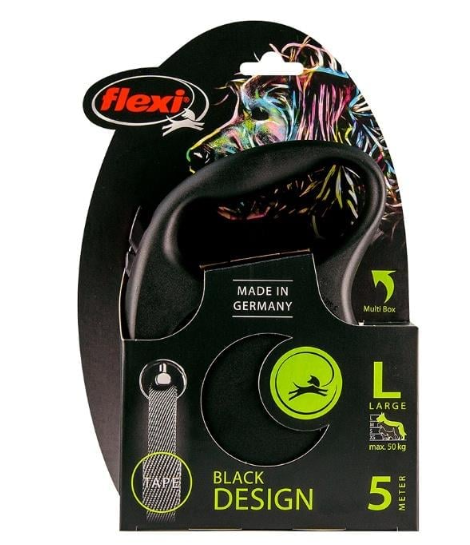 Flexi Black Desing Large 5m Şerit Gezdirme Siyah