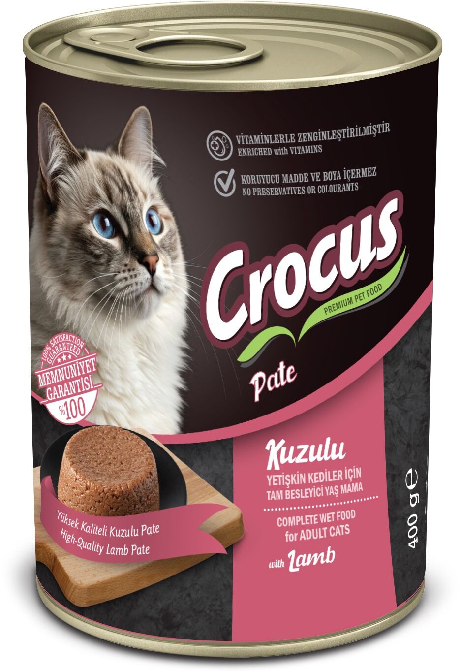 Crocus Yetişkin Kedi Kuzu Etli Pate Yaş Mama 400g