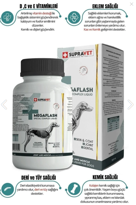 Supravet Köpekler Için Eklem Ve Kas Geliştirici Likit Xxl 500ml