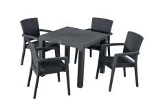 Rattan 90x90 4’lü Camsız Masa Takımı