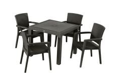 Rattan 90x90 4’lü Camsız Masa Takımı