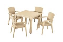 Rattan 90x90 4’lü Camsız Masa Takımı