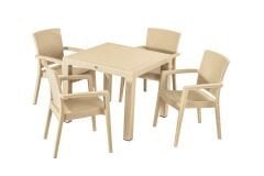 Rattan 90x90 4’lü Camsız Masa Takımı