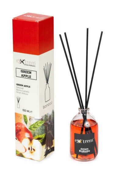 Dekoratif Bambu Çubuklu Oda Kokusu – Green Apple 100ml (Yuvarlak)