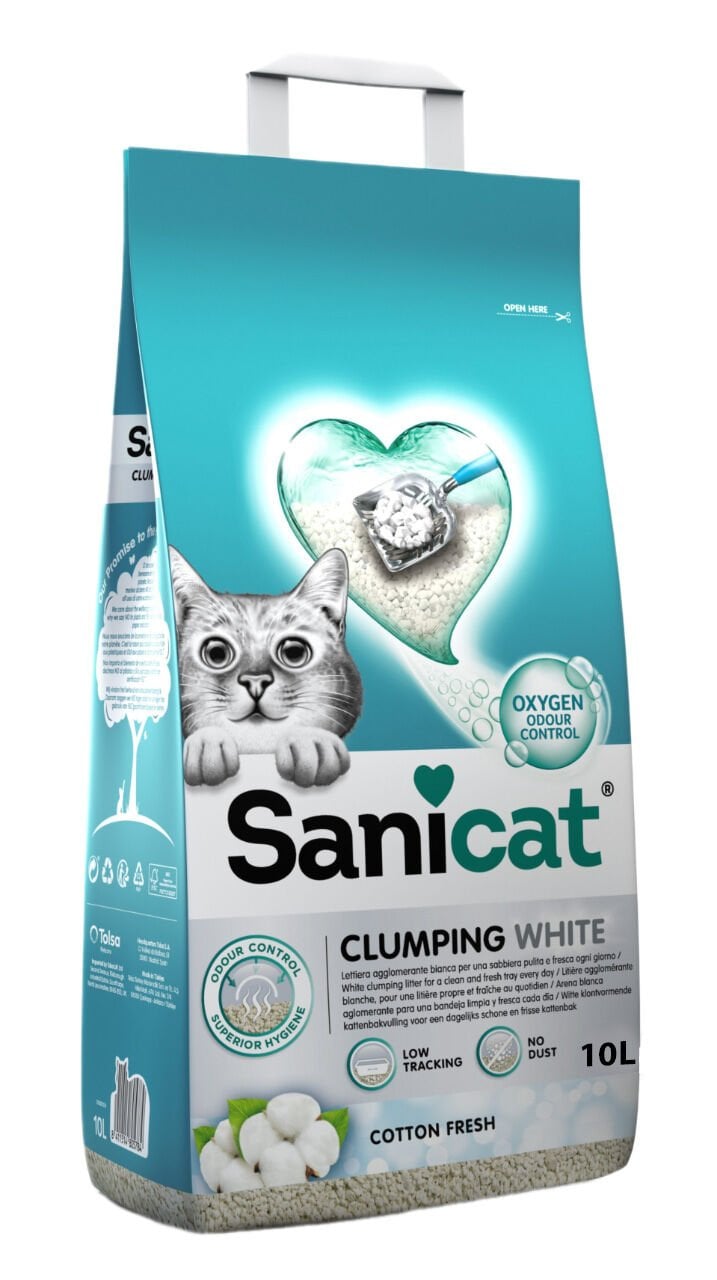 Sanicat Clumping White Koton Ferahlığı Kedi Kumu 10l