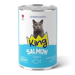 King Sos İçerisinde Et Parçacıklı Somonlu Kedi Konservesi 400 gr x 12 Adet