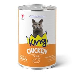 King Sos İçerisinde Et Parçacıklı Tavuklu Kedi Konservesi 400 gr x 24 Adet
