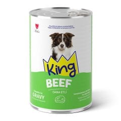 King Sos İçerisinde Et Parçacıklı Dana Etli Köpek Konservesi 400 gr x 24 Adet