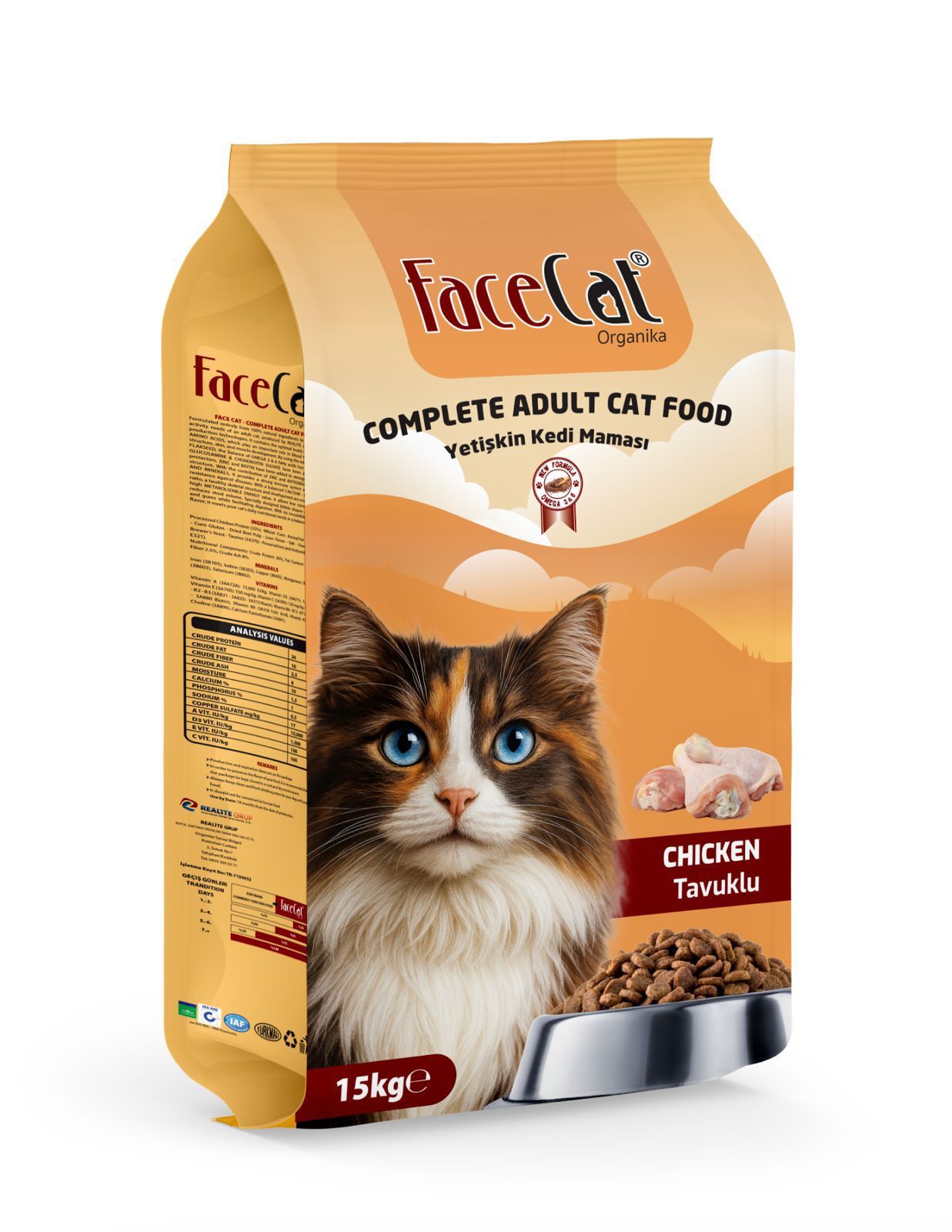 Face Cat Tavuk Etli Yetişkin Kedi Maması 15 kg