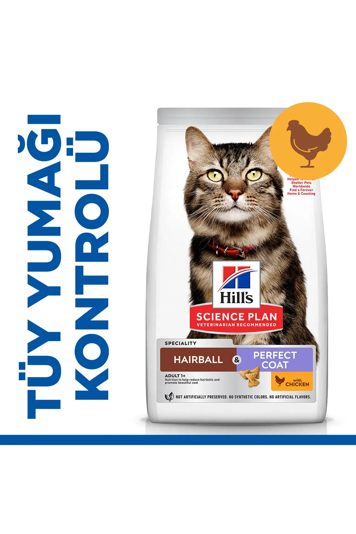 Hill's SCIENCE PLAN Tüy Yumağı Önleyici Mükemmel Tüyler için Tavuklu Yetişkin Kedi Maması 1,5kg