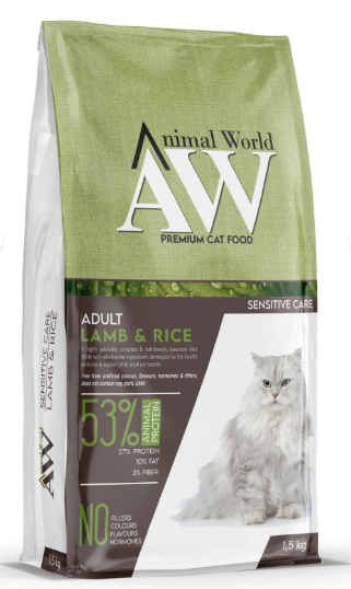 Animal World Kedi Sensitive Lamb & Rice 1,5 Kg