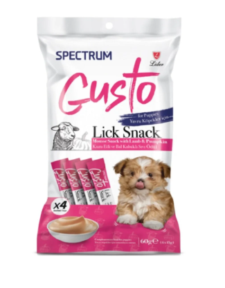 Spectrum Gusto Lick Snack Kuzu Etli ve Bal Kabaklı Yavru Köpek Sıvı Ödül Maması 15 Gr X 4